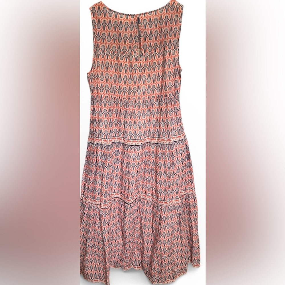 Max Studio Sleeveless Coral/blue/pink Geometric boho Print Maxi Dress Medium NWT - Picture 2 of 7